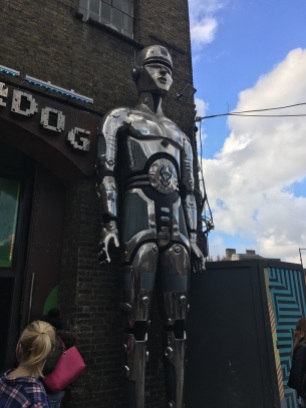 A futuristic Statue outside of Cyberdog