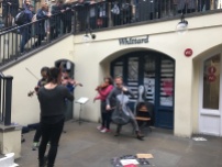 Musicians in the busking corner in Covent Garden