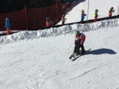 My host father takes L down the beginner slope